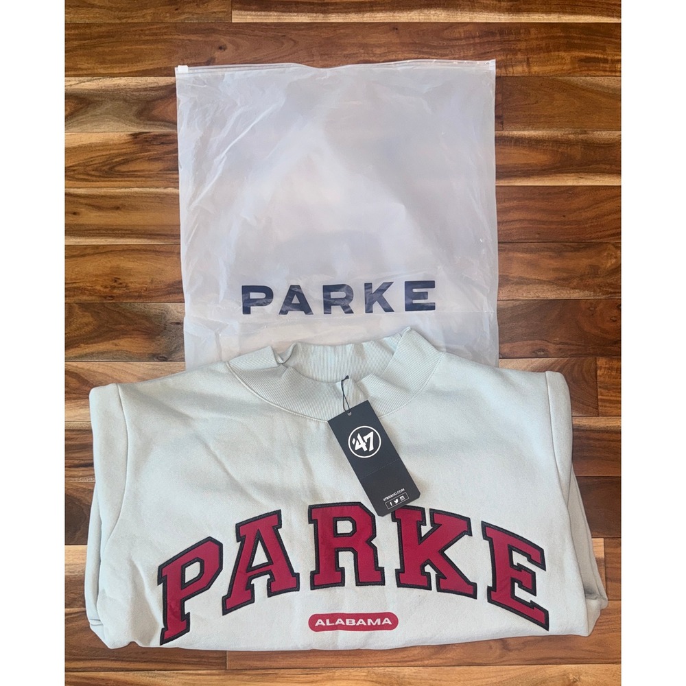 PARKE Varsity Mockneck Alabama Heather Grey & Crimson NWT S/M